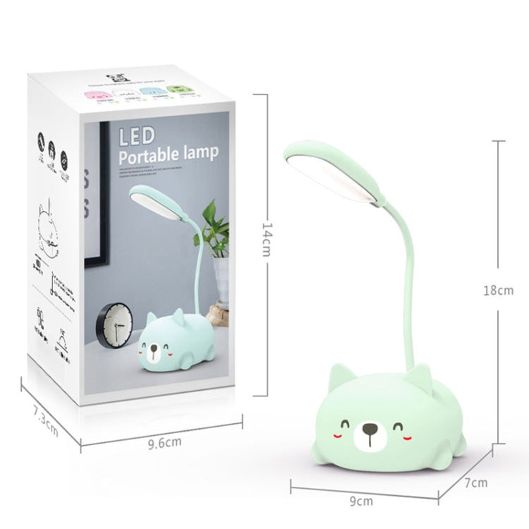 LED-Leselampe mit Augenschutz im Cartoon-Katzen-Design, wiederaufladbar über USB, Blau, Weiß, Grün, Rosa