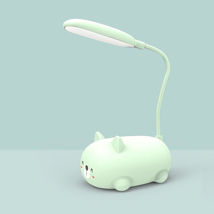 LED-Leselampe mit Augenschutz im Cartoon-Katzen-Design, wiederaufladbar über USB, Blau, Weiß, Grün, Rosa