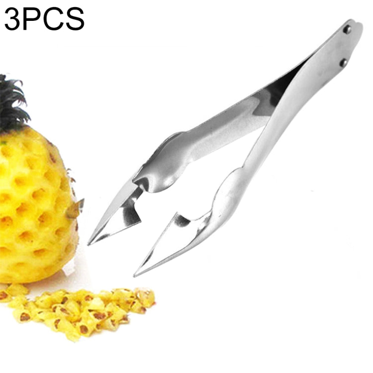 3 Stück Ananas-Clip-Fruchtaugen-Graber aus Edelstahl mit rutschfester Spitze und offener Klinge, 13,5 × 3,5 cm, endloser Stahlnagel