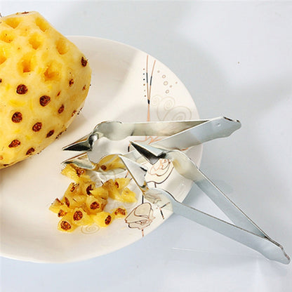 3 Stück Ananas-Clip-Fruchtaugen-Graber aus Edelstahl mit rutschfester Spitze und offener Klinge, 13,5 × 3,5 cm, endloser Stahlnagel
