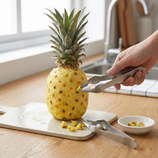 3 Stück Ananas-Clip-Fruchtaugen-Graber aus Edelstahl mit rutschfester Spitze und offener Klinge, 13,5 × 3,5 cm, endloser Stahlnagel