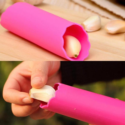 2 PCS Kitchen Peeling Garlic Press Garlic Peeler Does Not Hurt the Hand Silicone Garlic Peeler, Green, Red, Blue