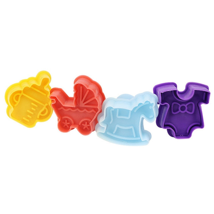 4-in-1-Keksform, 3D-Baby-Serie, Fondant-Presswerkzeuge, zufällige Farblieferung, 4-in-1-3D-Baby-Serie