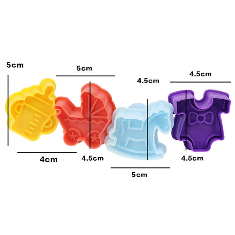4-in-1-Keksform, 3D-Baby-Serie, Fondant-Presswerkzeuge, zufällige Farblieferung, 4-in-1-3D-Baby-Serie