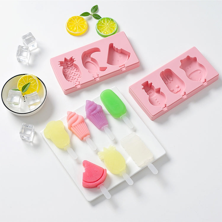 Silikon-Cartoon-Eisform zum Selbermachen, handgefertigt, mit Deckel, zufällige Farbauswahl, Obstspecht, Eiscreme, Schneemann, Nilpferd, Hase