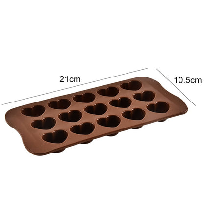 8 Stück Silikon-Liebesform, 15 Gitter, Kuchen, Schokolade, Eiswürfelform, Liebesform (braun)