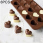 8 Stück Silikon-Liebesform, 15 Gitter, Kuchen, Schokolade, Eiswürfelform, Liebesform (braun)