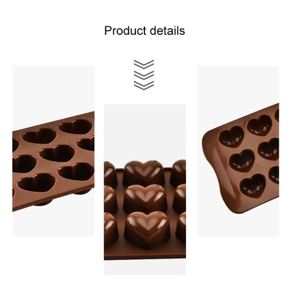 8 Stück Silikon-Liebesform, 15 Gitter, Kuchen, Schokolade, Eiswürfelform, Liebesform (braun)