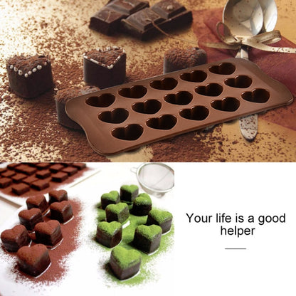 8 Stück Silikon-Liebesform, 15 Gitter, Kuchen, Schokolade, Eiswürfelform, Liebesform (braun)