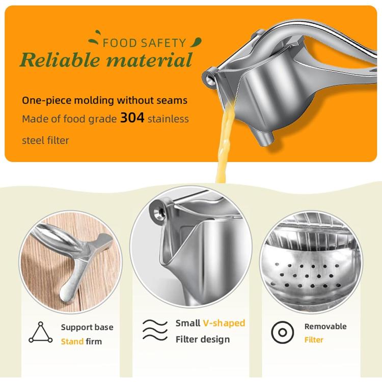 Aluminium Abnehmbare Manuelle Saftpresse Zitrone Wassermelone Orange Fruchtsaftpresse, Silber