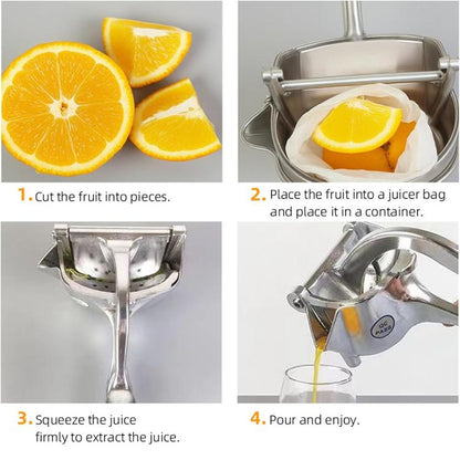 Aluminium Abnehmbare Manuelle Saftpresse Zitrone Wassermelone Orange Fruchtsaftpresse, Silber