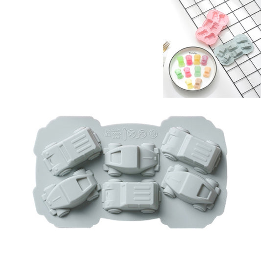 6 PCS Kreative Kuchen-Schokoladenform 3D-Auto-Cartoon-Haushalts-Silikon-Backform für Eiswürfel, 3D-Autoform (blau), 3D-Autoform (pink)