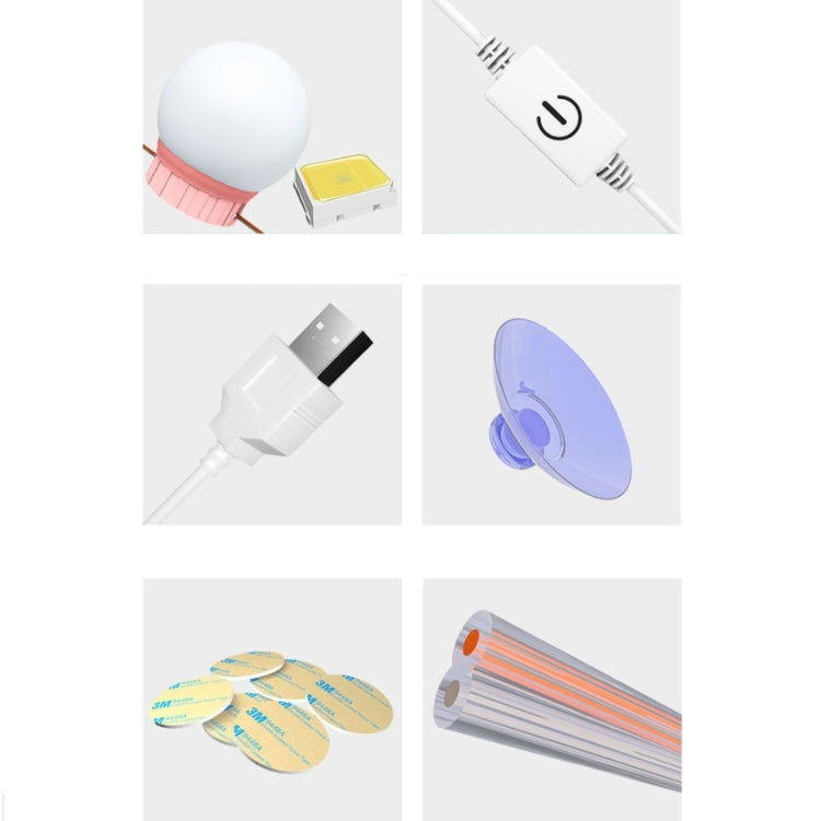 Spiegelfrontlicht Dimmbarer Schminkspiegel USB-Touch-Control-Licht, 2 LEDs, 6 LEDs, 10 LEDs, 14 LEDs
