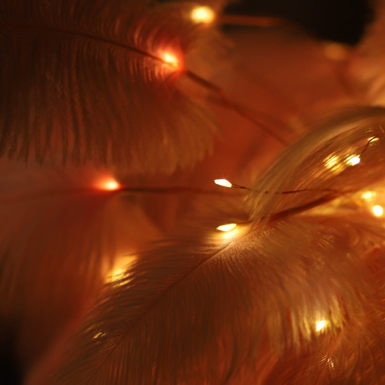 Straußenfeder-Tischlampe, Schmiedeeisen-Nachtlicht, LED-Kupferdrahtlampe, Gelb, Grau, Violett, Orange, Königsblau