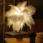 Straußenfeder-Tischlampe, Schmiedeeisen-Nachtlicht, LED-Kupferdrahtlampe, Gelb, Grau, Violett, Orange, Königsblau
