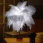 Straußenfeder-Tischlampe, Schmiedeeisen-Nachtlicht, LED-Kupferdrahtlampe, Gelb, Grau, Violett, Orange, Königsblau