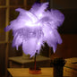 Straußenfeder-Tischlampe, Schmiedeeisen-Nachtlicht, LED-Kupferdrahtlampe, Gelb, Grau, Violett, Orange, Königsblau