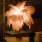 Straußenfeder-Tischlampe, Schmiedeeisen-Nachtlicht, LED-Kupferdrahtlampe, Gelb, Grau, Violett, Orange, Königsblau