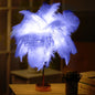 Straußenfeder-Tischlampe, Schmiedeeisen-Nachtlicht, LED-Kupferdrahtlampe, Gelb, Grau, Violett, Orange, Königsblau