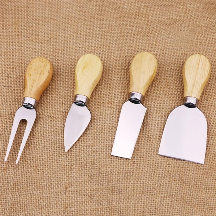 4-teiliges Käsemesser-Set aus Edelstahl mit Bambusgriff, Käsehobel, Holzgriff, Käsemesser-Set, Cutter, 4-in-1-Käsemesser