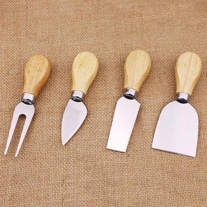 4-teiliges Käsemesser-Set aus Edelstahl mit Bambusgriff, Käsehobel, Holzgriff, Käsemesser-Set, Cutter, 4-in-1-Käsemesser