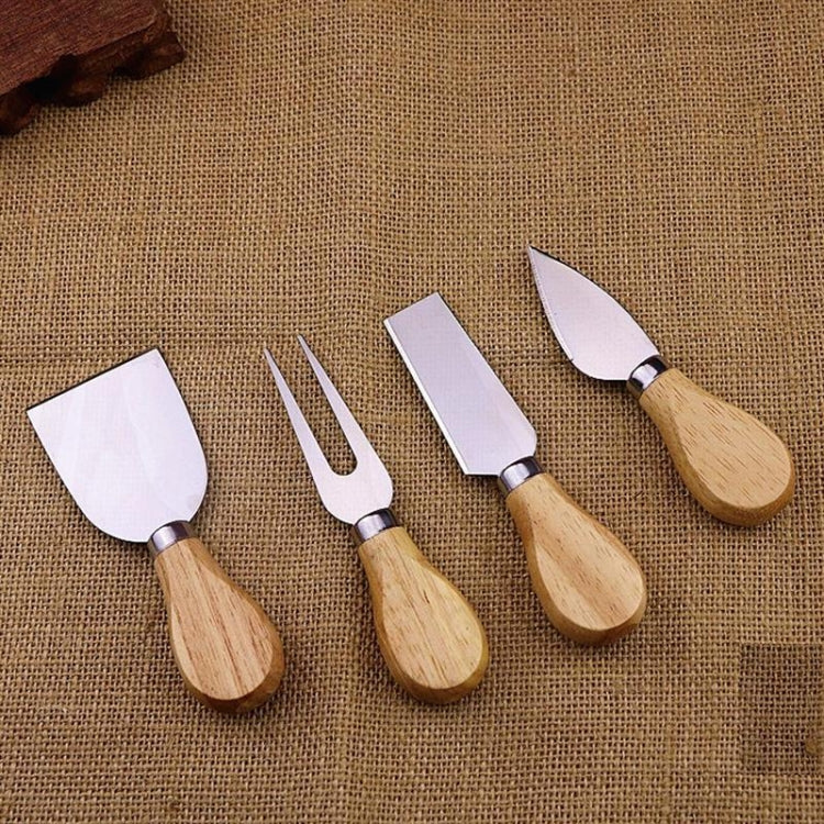 4-teiliges Käsemesser-Set aus Edelstahl mit Bambusgriff, Käsehobel, Holzgriff, Käsemesser-Set, Cutter, 4-in-1-Käsemesser
