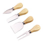 4-teiliges Käsemesser-Set aus Edelstahl mit Bambusgriff, Käsehobel, Holzgriff, Käsemesser-Set, Cutter, 4-in-1-Käsemesser