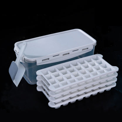 Household Silicone Ice Box With Lid Ice Cube Mold Refrigerator Ice Lattice Quick Freezer Random Color Delivery, 64 Grid, 96 Grid, 128 Grid