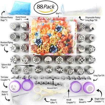 88-in-1-Dekorationsmund-Set, Kuchenback-Schmuckset, 88 Teile/Set