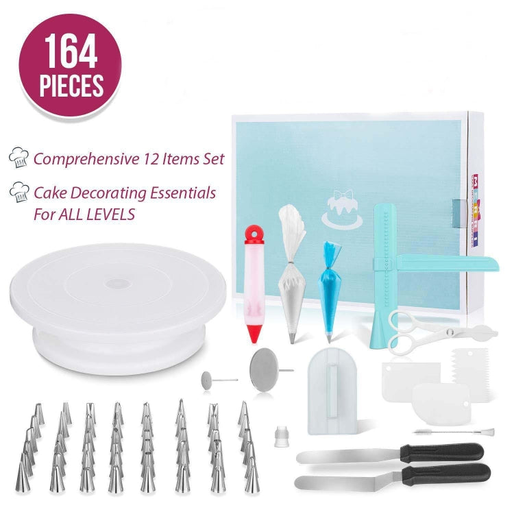 164-in-1-Kuchen-Drehteller-Set, Edelstahl, Dekorationsmund, Backwerkzeuge, 164 Teile/Set