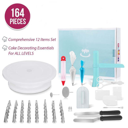 164-in-1-Kuchen-Drehteller-Set, Edelstahl, Dekorationsmund, Backwerkzeuge, 164 Teile/Set