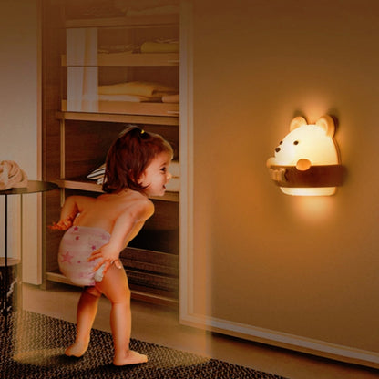 Bär Fernbedienung Nachtlicht Nachttisch Augenschutz Wandlampe mit 3 Lichtmodi, CN-Stecker, wiederaufladbar