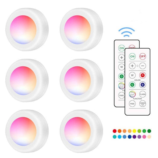 6 Teile/satz 16 Farbe RGB LED Nacht Licht Strobe Atmosphäre Pat Licht Fernbedienung Schrank Licht mit 2 Fernbedienung