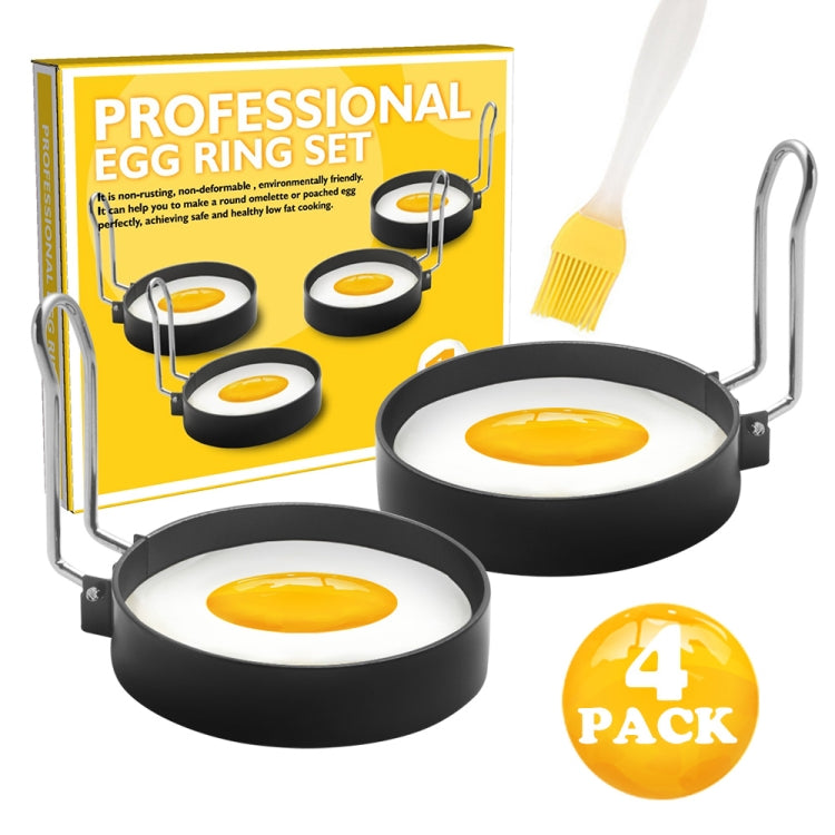 2er-Pack Eierring-Eisenspray, antihaftbeschichtet, rund, Omelett-Modell, Omelettform mit Pinsel, 2er-Pack, 4er-Pack