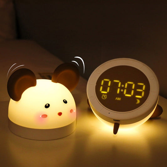 Niedliches Maus-Nachtlicht aus Silikon mit elektronischer Weckerfunktion, Nachttischlampe zum Schlafen, Schreibtischlampe, Lernuhr