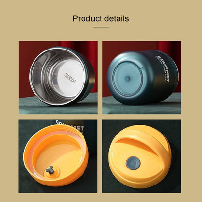 GOURMET Isolierbecher aus Edelstahl, doppelt versiegelt, isolierter Suppenbecher, Rot, Gelb, Blau