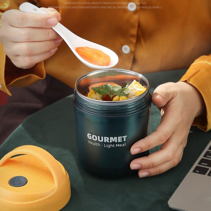 GOURMET Isolierbecher aus Edelstahl, doppelt versiegelt, isolierter Suppenbecher, Rot, Gelb, Blau