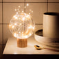 Stern-Mond-Nachtlicht, USB-Holzsockel, LED-Atmosphärenlicht, runder Sockel