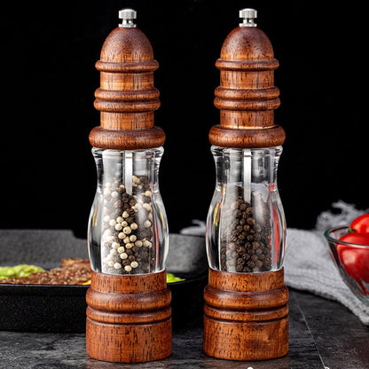Pfeffermühle aus Holz in Leuchtturmform, manuelles Mahlwerkzeug für Meersalz, für den Haushalt, Stil 2
