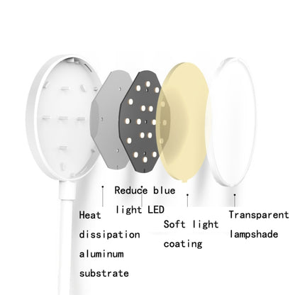 Aufladen 800 mAh, Einzelfarbtemperatur, dreistufige Einstellung, LED-Clip-Schreibtischlampe, USB-Augenschutz, Nachttischlampe, Plug-in, Aufladen 800 mAh