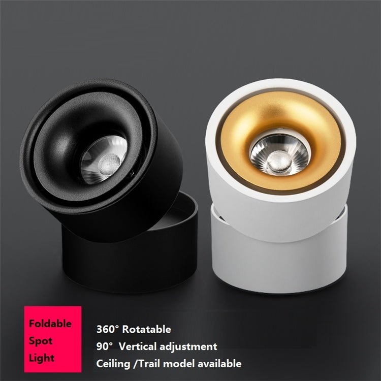 Um 360 Grad drehbarer, faltbarer COB-LED-Hintergrundstrahler, oberflächenmontierte Deckenleuchte, 7 W Warmweiß, 7 W Weiß, 5 W Warmweiß, 10 W Warmweiß, 10 W Weiß, 12 W Warmweiß, 12 W Weiß