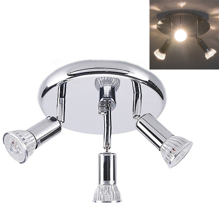 9W Round Three Head LED GU10 Ceiling Light Adjustable Mirror Front Spotlight, Warm Light, White Light, Without Bulb