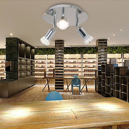 9W Round Three Head LED GU10 Ceiling Light Adjustable Mirror Front Spotlight, Warm Light, White Light, Without Bulb