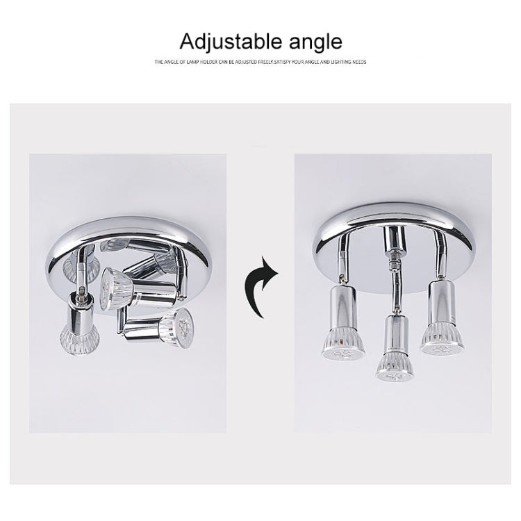9W Round Three Head LED GU10 Ceiling Light Adjustable Mirror Front Spotlight, Warm Light, White Light, Without Bulb