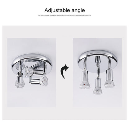 9W Round Three Head LED GU10 Ceiling Light Adjustable Mirror Front Spotlight, Warm Light, White Light, Without Bulb
