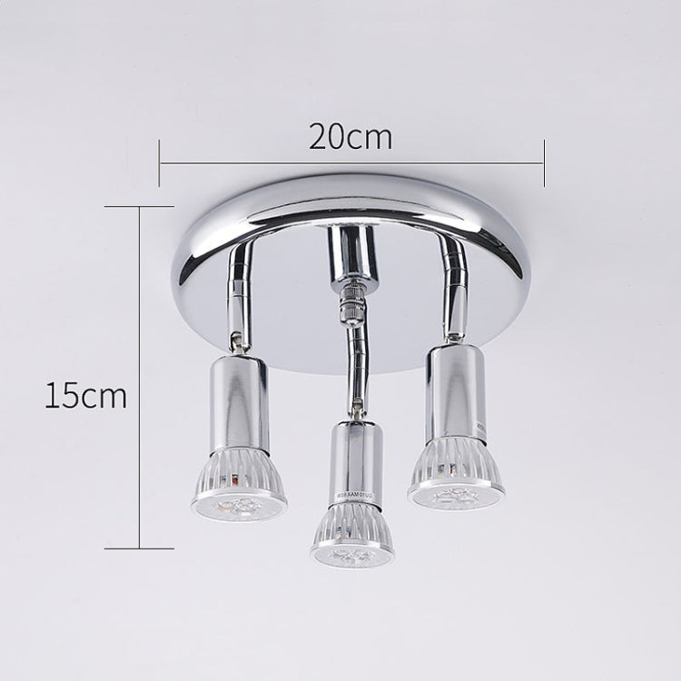 9W Round Three Head LED GU10 Ceiling Light Adjustable Mirror Front Spotlight, Warm Light, White Light, Without Bulb