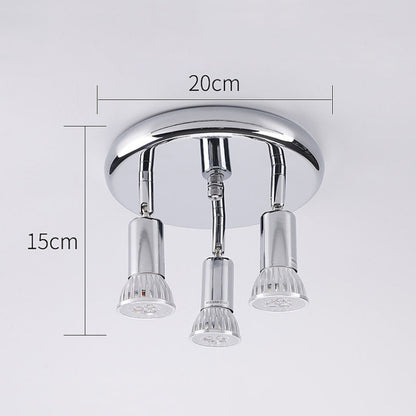 9W Round Three Head LED GU10 Ceiling Light Adjustable Mirror Front Spotlight, Warm Light, White Light, Without Bulb