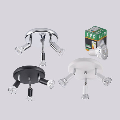 9W Round Three Head LED GU10 Ceiling Light Adjustable Mirror Front Spotlight, Warm Light, White Light, Without Bulb