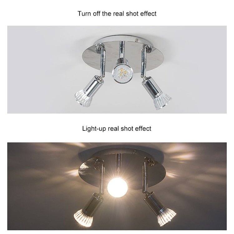 9W Round Three Head LED GU10 Ceiling Light Adjustable Mirror Front Spotlight, Warm Light, White Light, Without Bulb