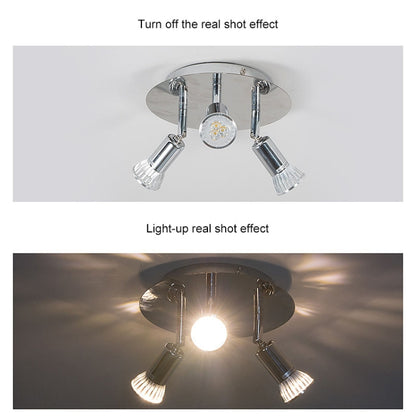 9W Round Three Head LED GU10 Ceiling Light Adjustable Mirror Front Spotlight, Warm Light, White Light, Without Bulb